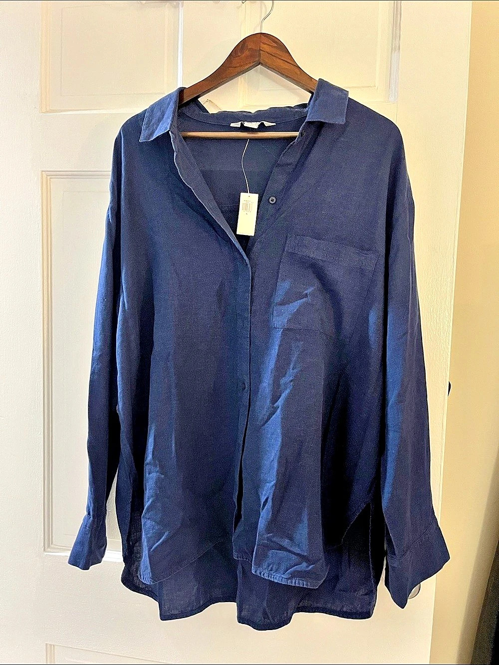Old Navy Boyfriend Long Sleeve Button Down Blue XL NWT